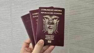 Persona revisando documentos para solicitar una visa ecuatoriana